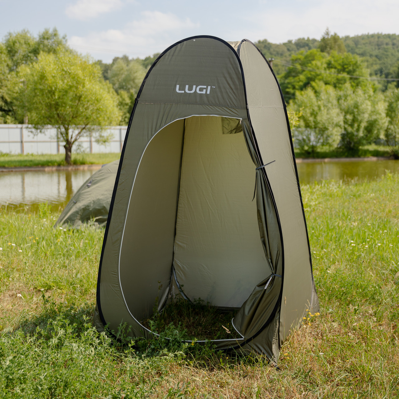 Намет душ-туалет для кемпінгу автомат 120×120×190 (см) тент для душу та туалету туристичний LU-015DGR Хакі - Зображення 2