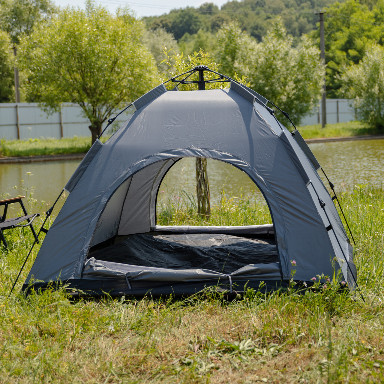 Намет кемпінговий 2 на 2 метри автоматичний для риболовлі походу туристичний LU-019G Сірий - Зображення 2