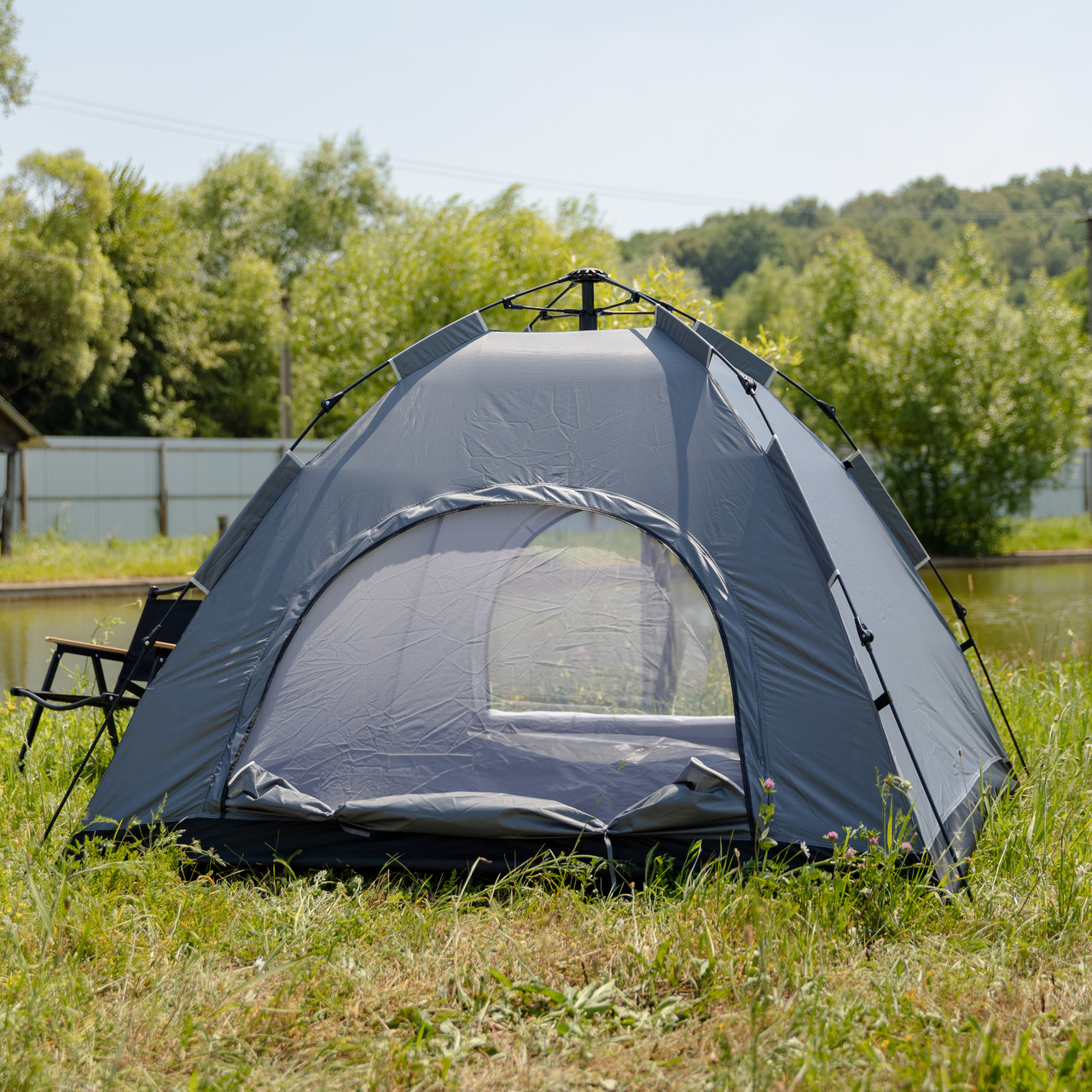 Намет кемпінговий 2 на 2 метри автоматичний для риболовлі походу туристичний LU-019G Сірий - Зображення 3