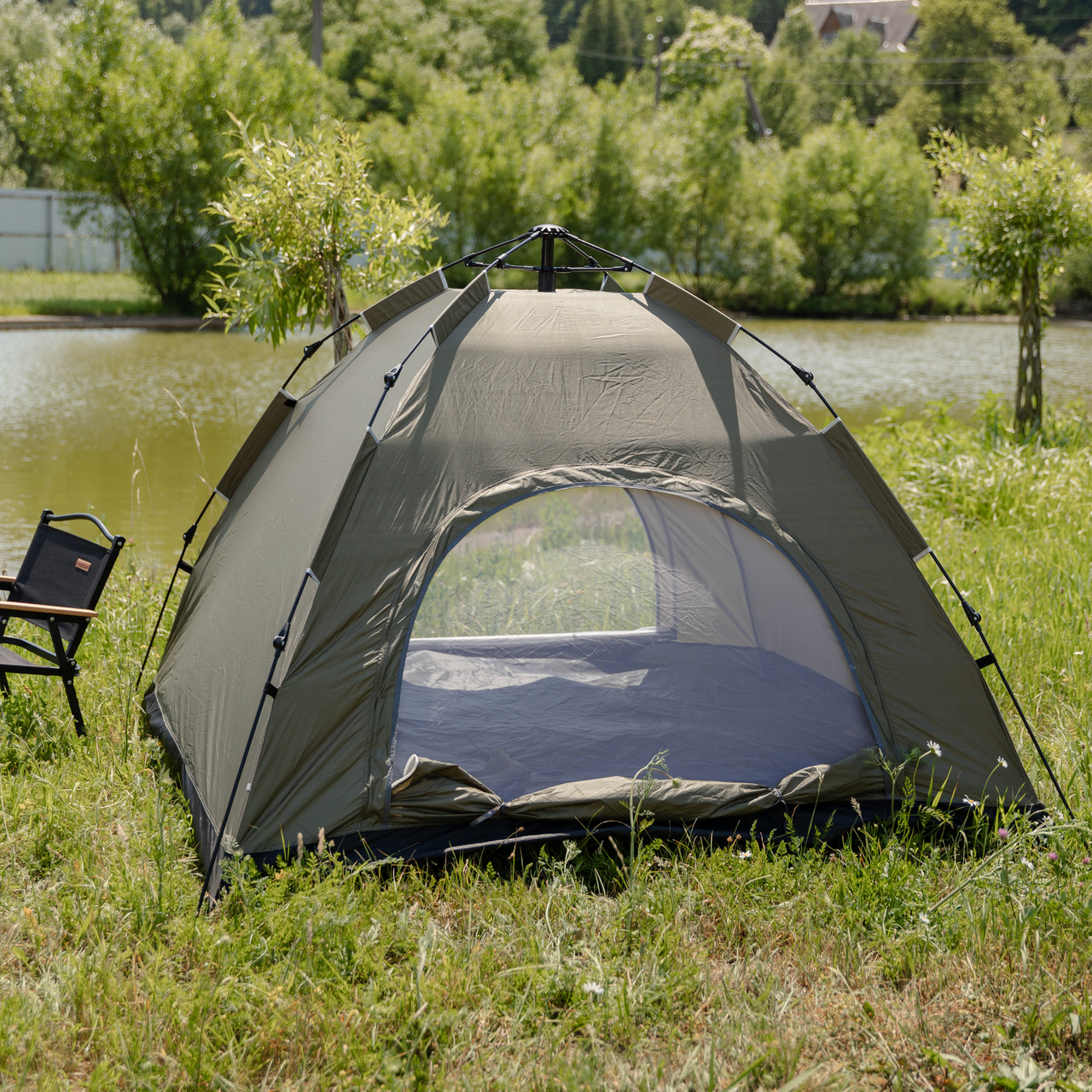 Намет кемпінговий 2 на 2 метри автоматичний для риболовлі походу туристичний LU-019GR Зелений - Зображення 2