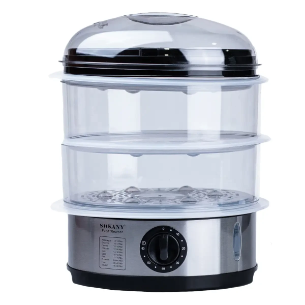 Електрична трирівнева пароварка Sokany SK-07018 (650 Вт, 11 л) з таймером та захистом від перегріву