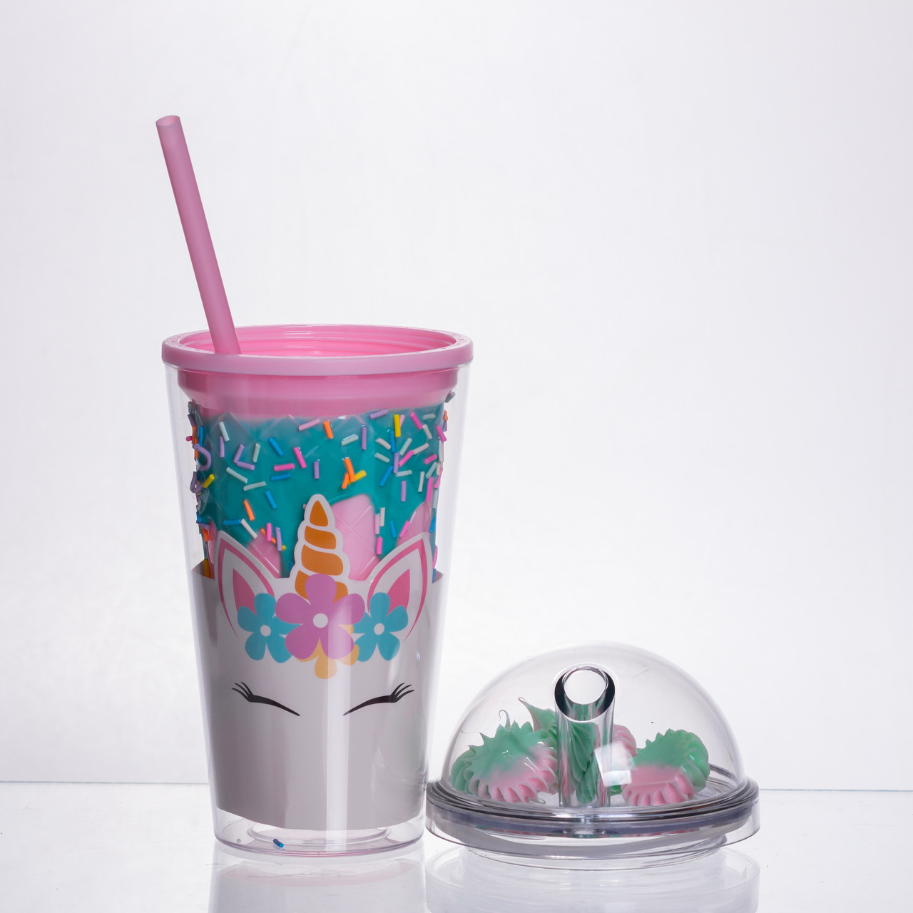 пластиковий стакан з трубочкою і кришкою 400 мл багаторазовий HP-18-1TUP - Зображення 3