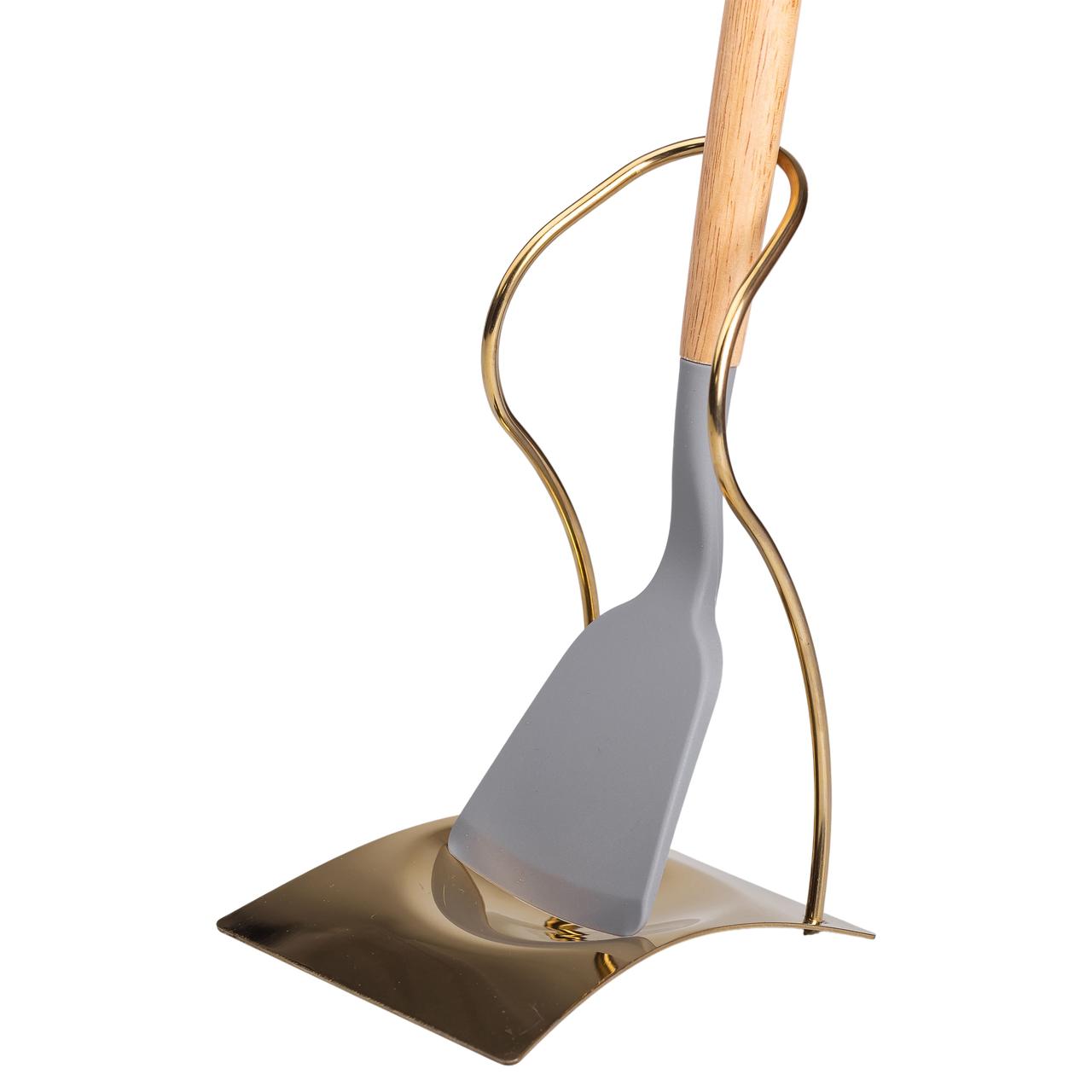 Підставка під ополоник, лопатку або ложку 12×10,5×17 см з нержавіючої сталі Золото HP-19-15-G - Зображення 4