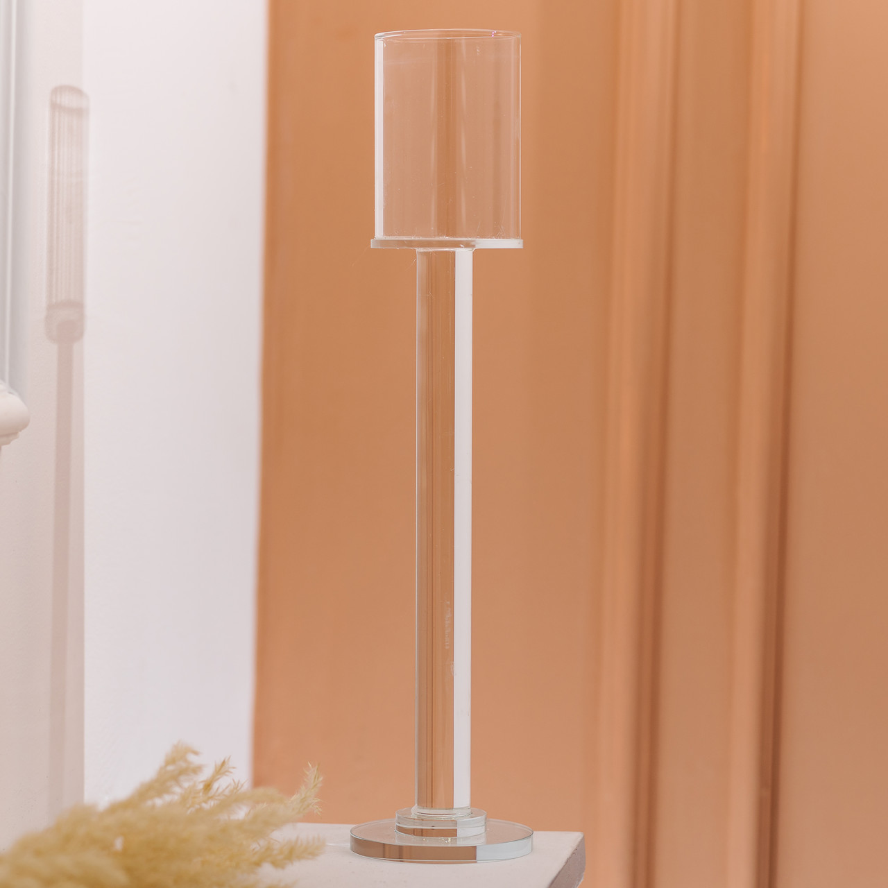 Підсвічник келих скляний на високій ніжці 8×40.5 см декоративний прозорий HP-4-45L - Зображення 4