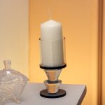 Підсвічник скляний 6×13 см на одну свічку підсвічник келих на ніжці декоративний Сірий HP-4-20M - Зображення 3