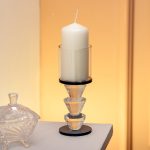 Підсвічник скляний 6×15.7 см на одну свічку підсвічник келих на ніжці декоративний Сірий HP-4-21L - Зображення 3