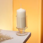 Підсвічник скляний 6×9.3 см на одну свічку підсвічник келих на ніжці декоративний прозорий HP-4-27S - Зображення 3