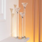 Підсвічник скляний на 3 свічки 12×37 см підсвічник декоративний прозорий на ніжці HP-4-17 - Зображення 5