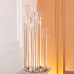 Підсвічник скляний на 5 свічок 20×56.5 см підсвічник декоративний прозорий на ніжці HP-4-16 - Зображення 4
