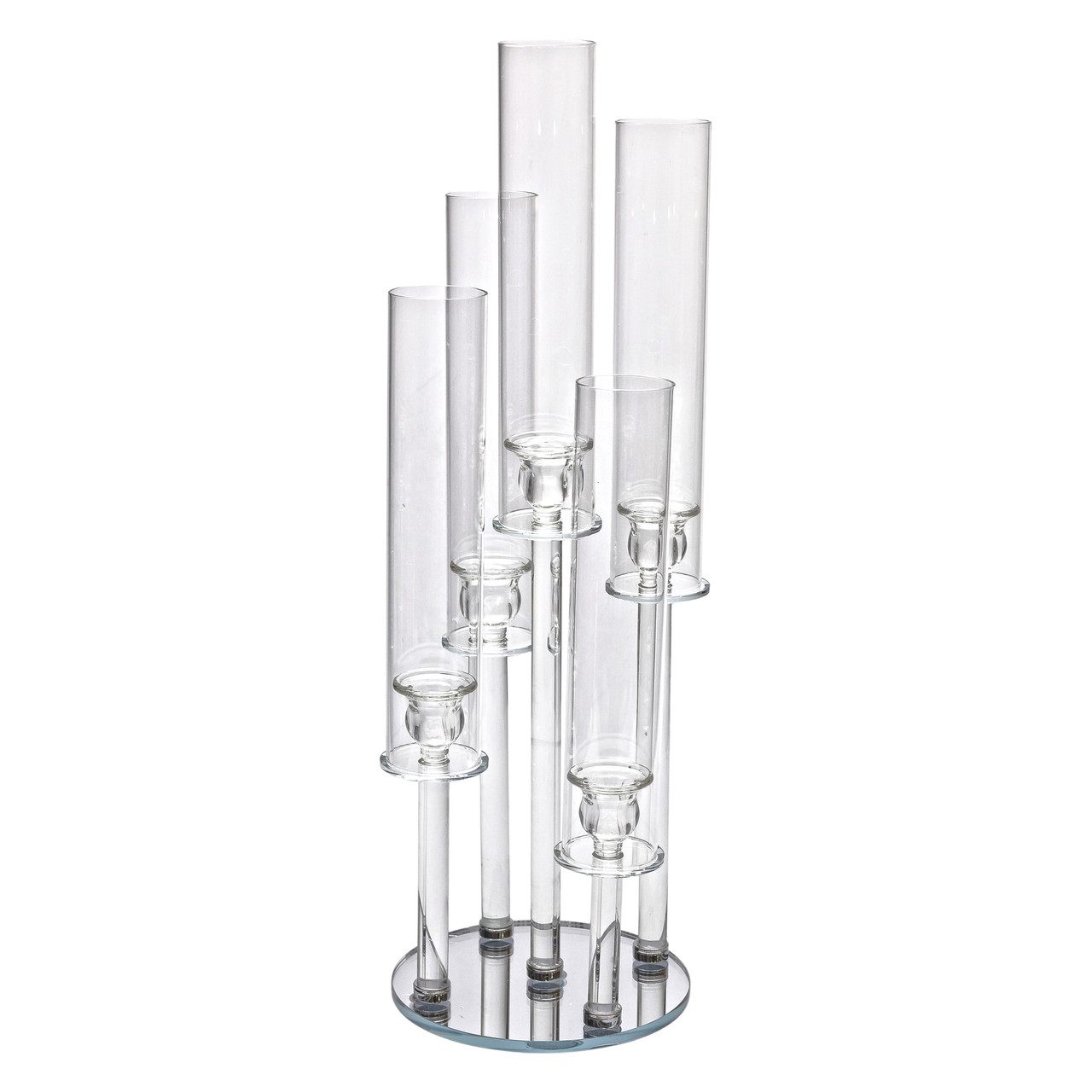 Підсвічник скляний на 5 свічок 20×72.5 см підсвічник декоративний прозорий на ніжці HP-4-64 - Зображення 1