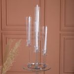 Підсвічник скляний на 5 свічок 20×72.5 см підсвічник декоративний прозорий на ніжці HP-4-64 - Зображення 2