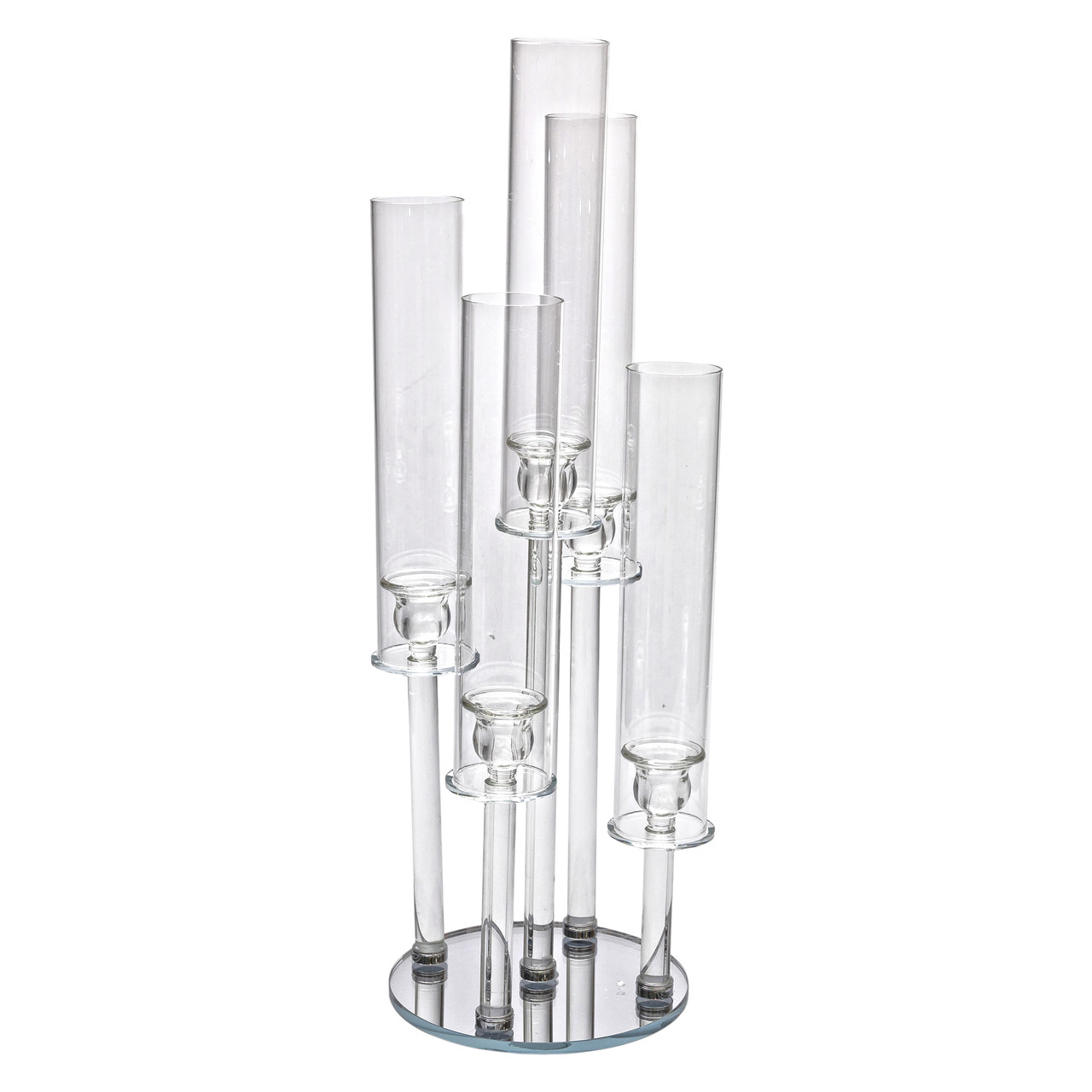 Підсвічник скляний на 5 свічок 20×72.5 см підсвічник декоративний прозорий на ніжці HP-4-64 - Зображення 3