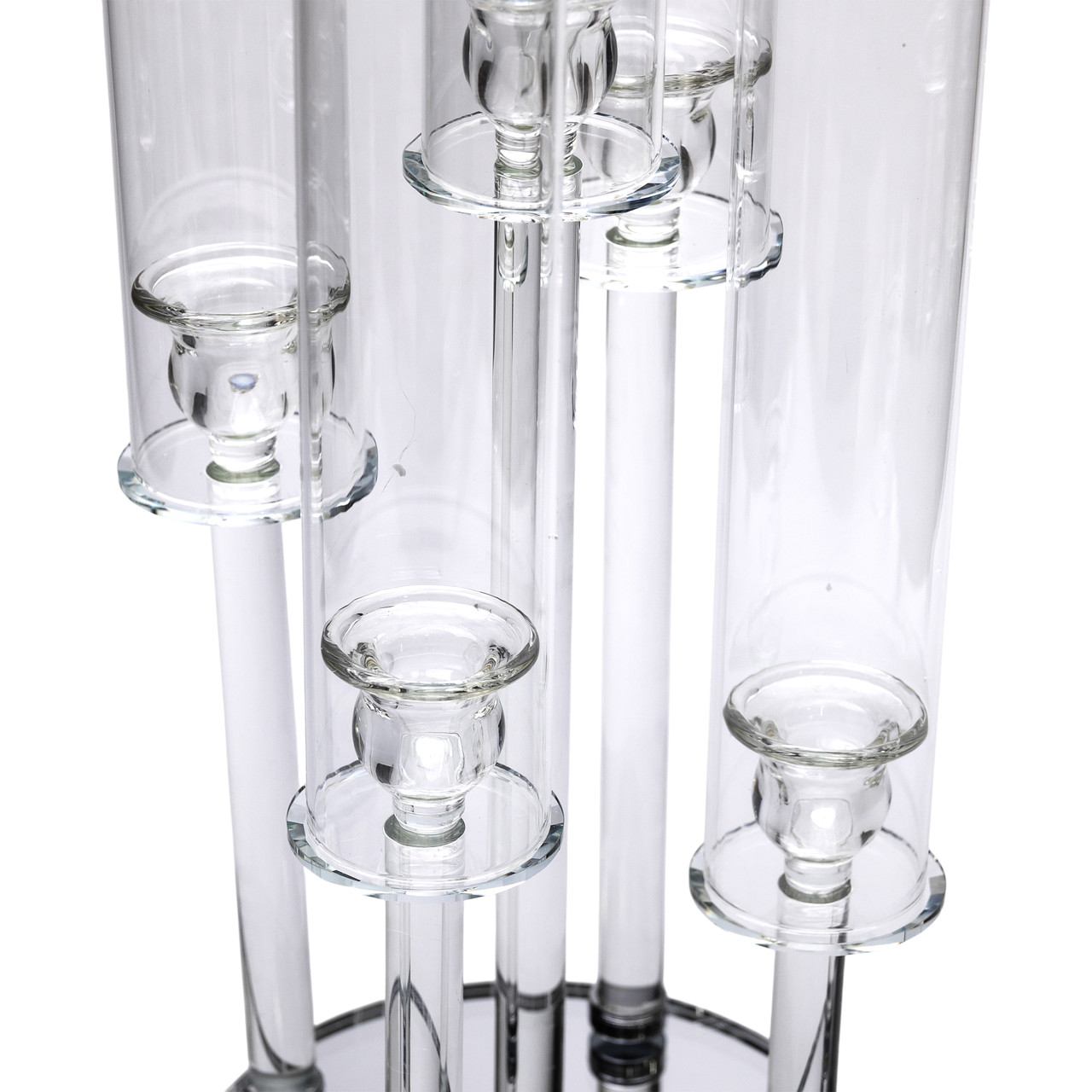 Підсвічник скляний на 5 свічок 20×72.5 см підсвічник декоративний прозорий на ніжці HP-4-64 - Зображення 4