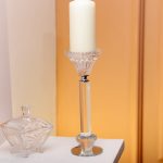 Підсвічник скляний на ніжці  6×19.5 см прозорий декоративний підсвічник на стіл HP-4-11M - Зображення 3