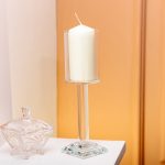 Підсвічник скляний на ніжці 6.5×23 см підсвічник келих декоративний прозорий HP-4-41M - Зображення 4