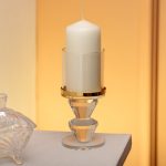 Підсвічник скляний на ніжці із золотою окантовкою 6×13.3 см підсвічник келих декоративний прозорий HP-4-33M - Зображення 2