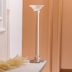 Підсвічник скляний на тонкій ніжці 9×34 см прозорий декоративний підсвічник на стіл HP-4-8M - Зображення 4