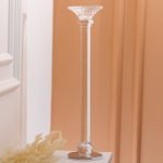 Підсвічник скляний на тонкій ніжці 9×39 см прозорий декоративний підсвічник на стіл HP-4-9L - Зображення 4