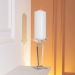 Підсвічник скляний на високій ніжці 9.5×9.5×20 см декоративний прозорий HP-4-52S - Зображення 4