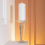 Підсвічник скляний на високій ніжці 9.5×9.5×24 см декоративний прозорий HP-4-54L - Зображення 5