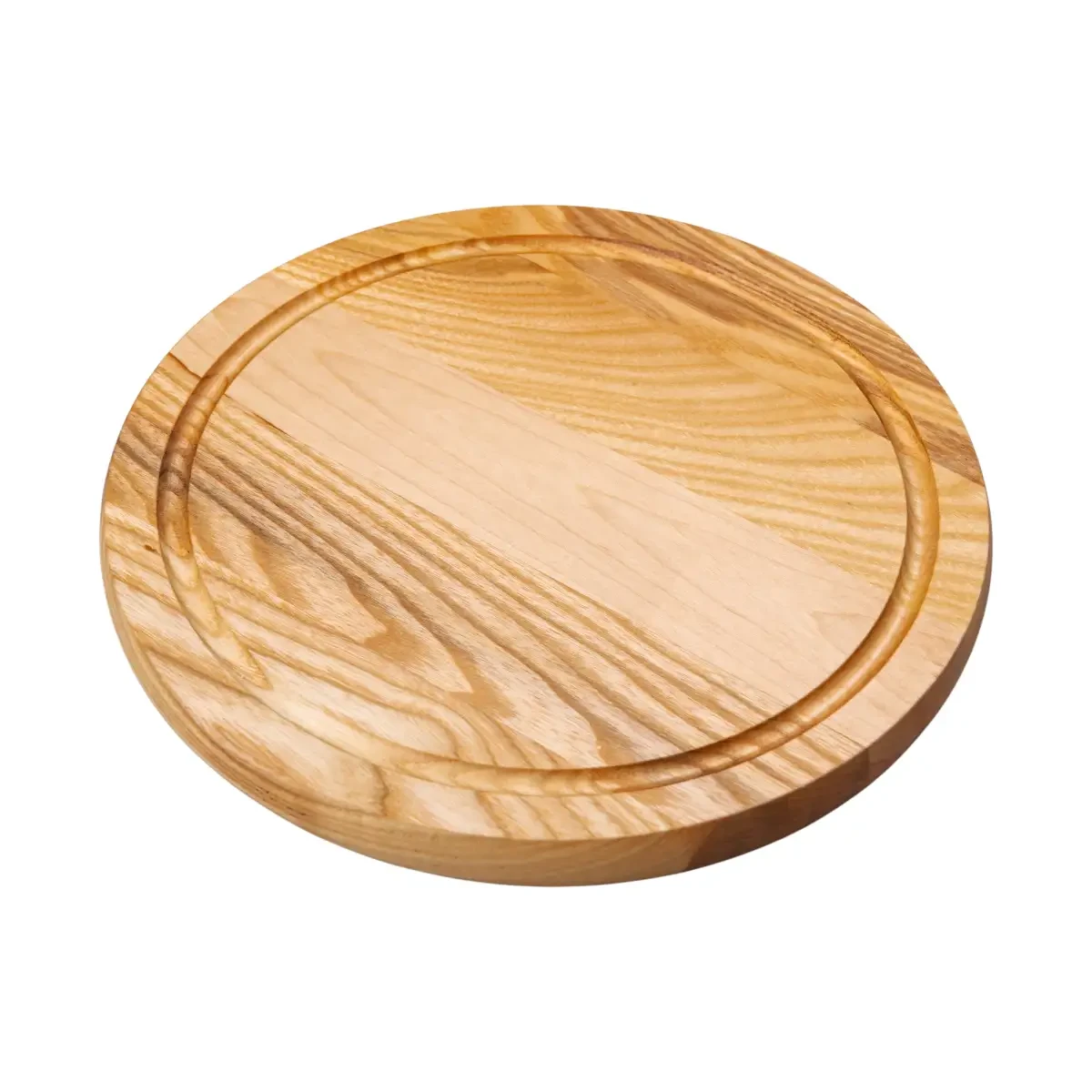 Обробна дерев'яна дошка кругла 25 см для подачі нарізки ясен C10W250 - Зображення 2