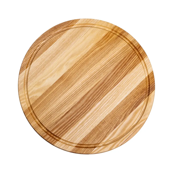 Кругла дерев'яна обробна дошка з ясена 35 см для сервірування нарізки C12W350