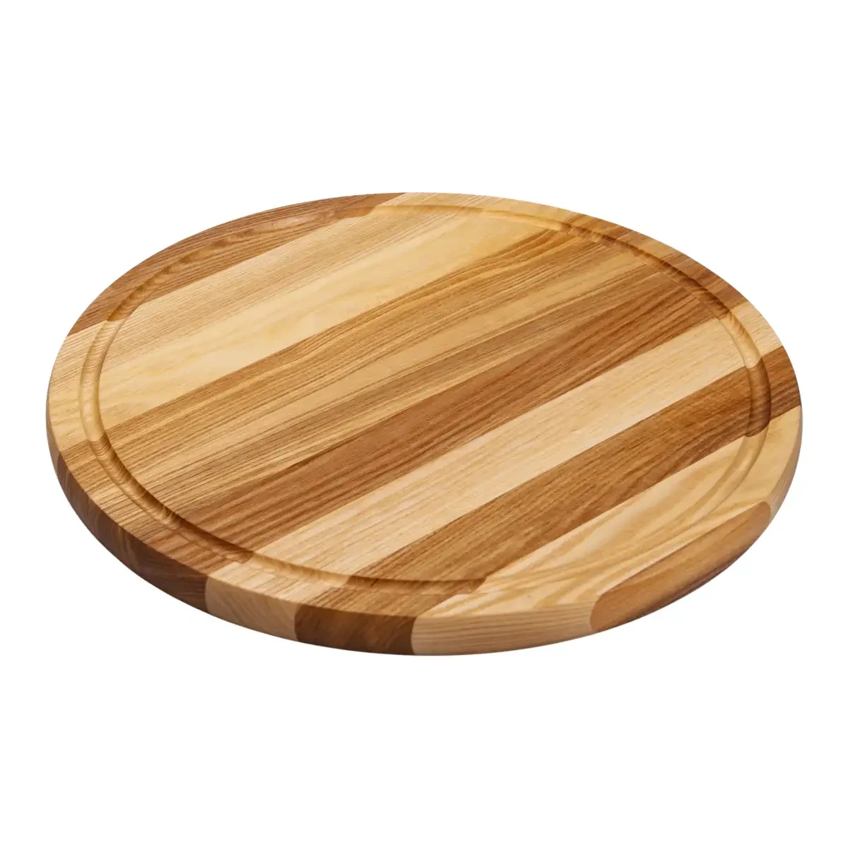 Обробна дерев'яна дошка кругла 35 см для подачі нарізки ясен C12W350 - Зображення 2