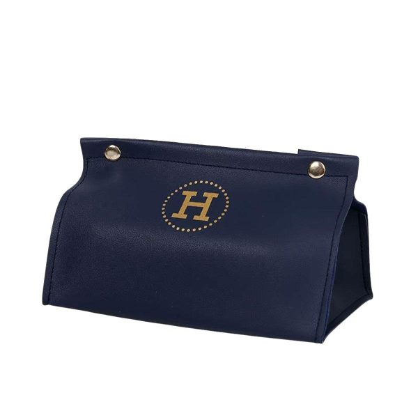 Серветниця з еко шкіри 20х12х12,5 см для серветок на кнопках Синій HP-3-213BL