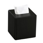 Серветниця з екошкіри квадратна 13х13х14.5 см органайзер для серветок на стіл, Чорний HP-3-201B
