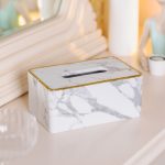 Серветниця з еко шкіри 21.5х13х9 см для кафе і ресторанів Білий мармур HP-3-202 - Зображення 6