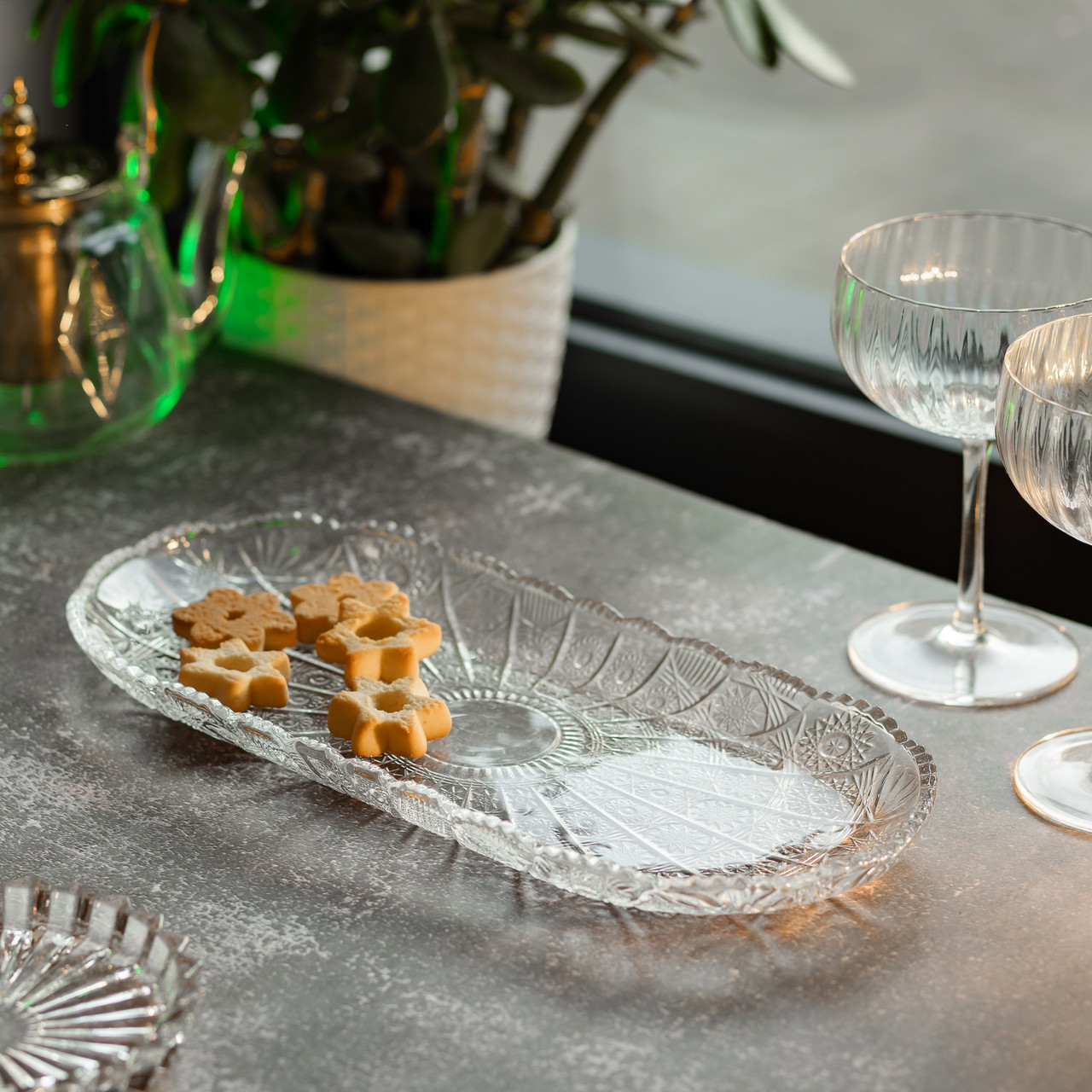 Сервірувальне блюдо для подачі закусок 33.5х15х2 см скляне овальне HP-YH-25 - Зображення 4