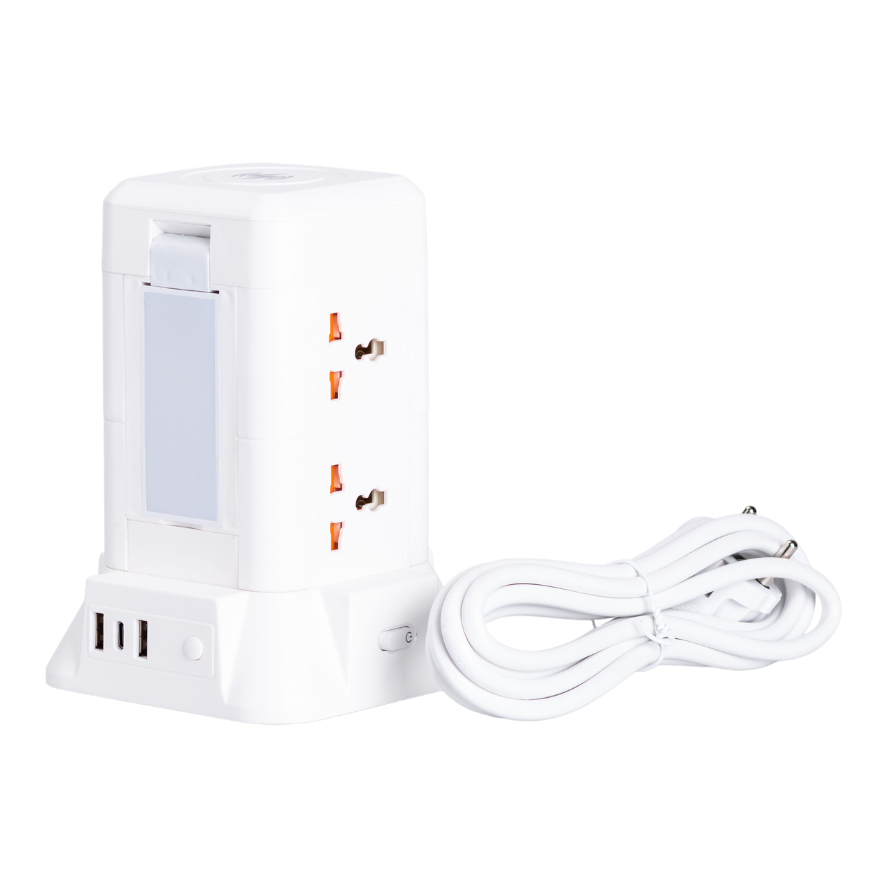 Мережевий фільтр подовжувач 2.8 м з лампою на 6 універсальних розеток з 2 USB, 1 Type-C, бездротова зарядка HP-5-1 - Зображення 1