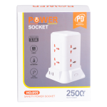 Мережевий фільтр подовжувач 2.8 м з лампою на 6 універсальних розеток з 2 USB, 1 Type-C, бездротова зарядка HP-5-1 - Зображення 9