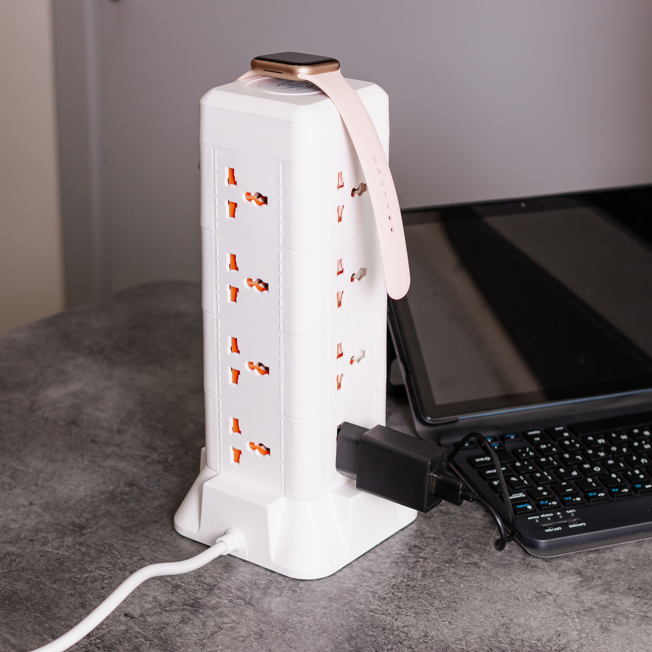 Мережевий фільтр подовжувач 4.8 м з лампою на 12 універсальних розеток з 2 USB 1 Type-C бездротова зарядка HP-5-11MF - Зображення 2