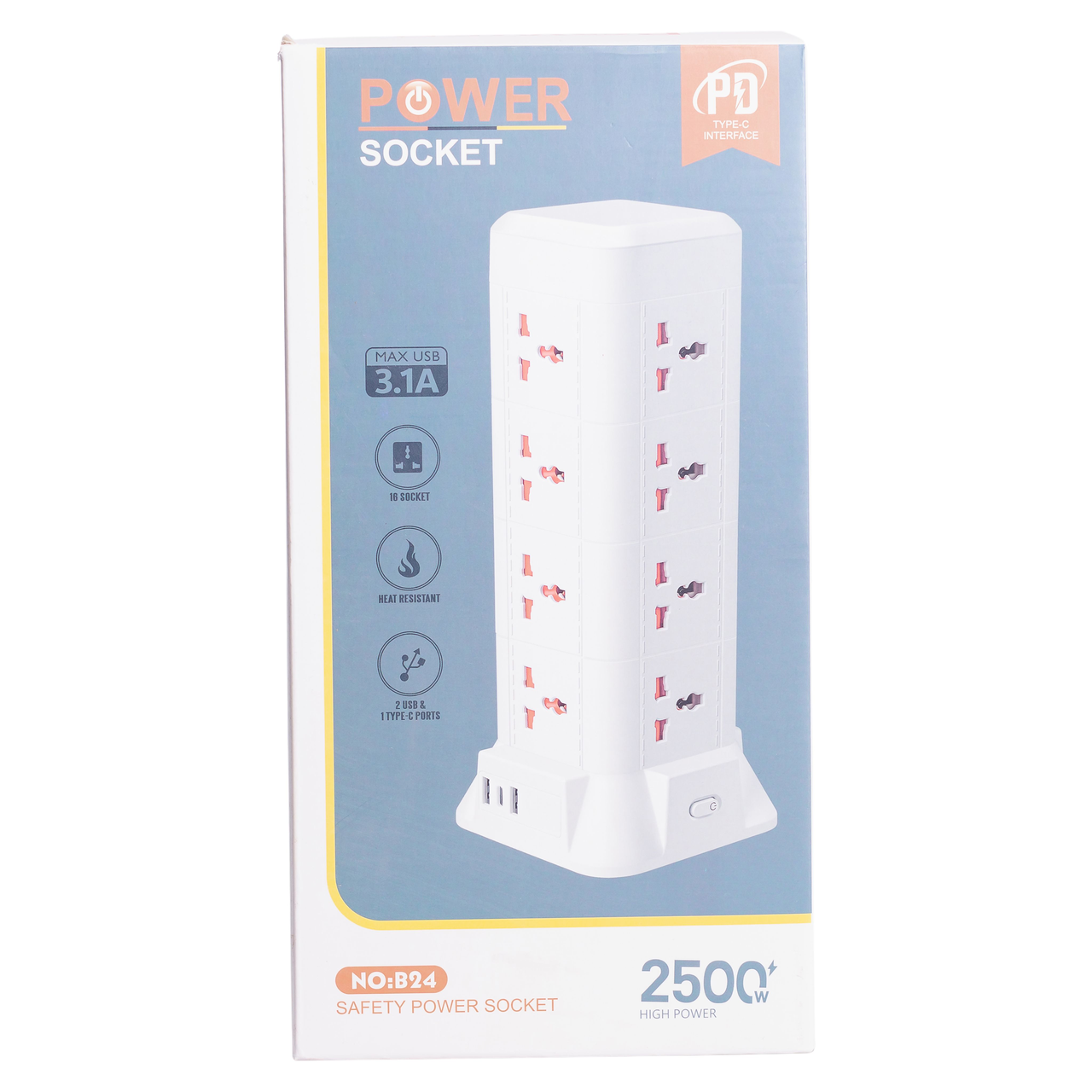 Мережевий фільтр подовжувач 4.8 м з лампою на 12 універсальних розеток з 2 USB 1 Type-C бездротова зарядка HP-5-11MF - Зображення 10