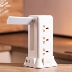 Мережевий фільтр подовжувач 4.8 м з лампою на 9 універсальних розеток з 2 USB, 1 Type-C, бездротова зарядка HP-5-7MF - Зображення 3