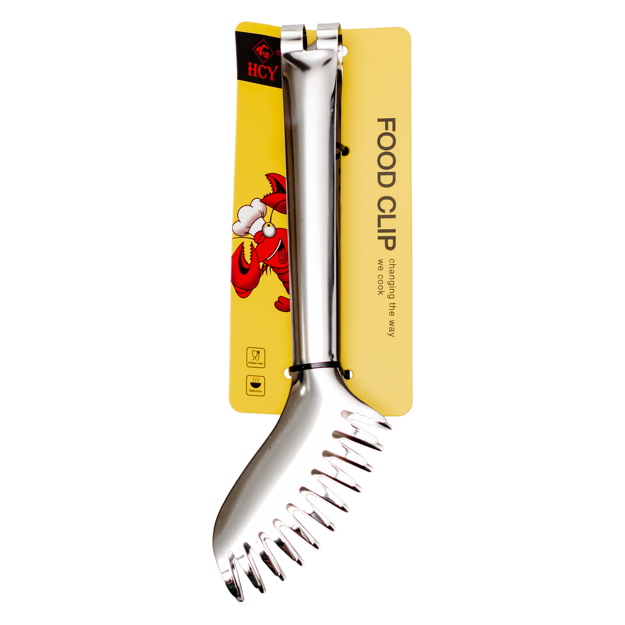 Щипці кухонні металеві 23×4 (см) кулінарні щипці для м'яса, риби, гриля кухарські щипці Сріблястий HP-8-65 - Зображення 5