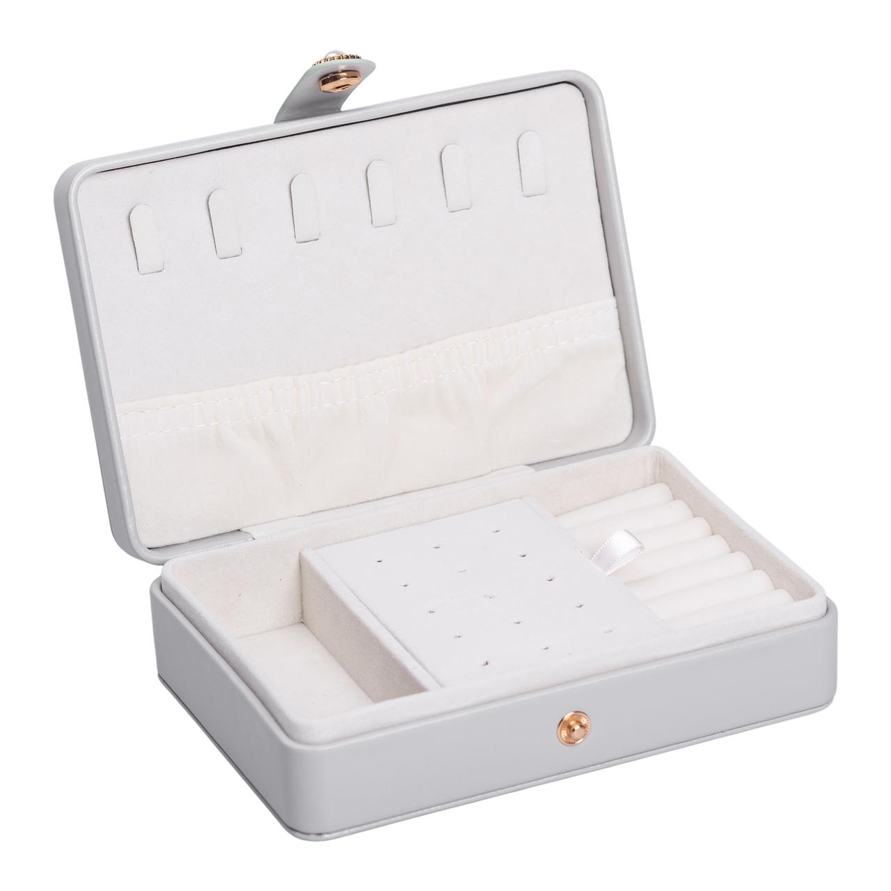 Скринька для прикрас з еко шкіри 16×11×4.7 см органайзер для ювелірних виробів HP-5-30G - Зображення 2