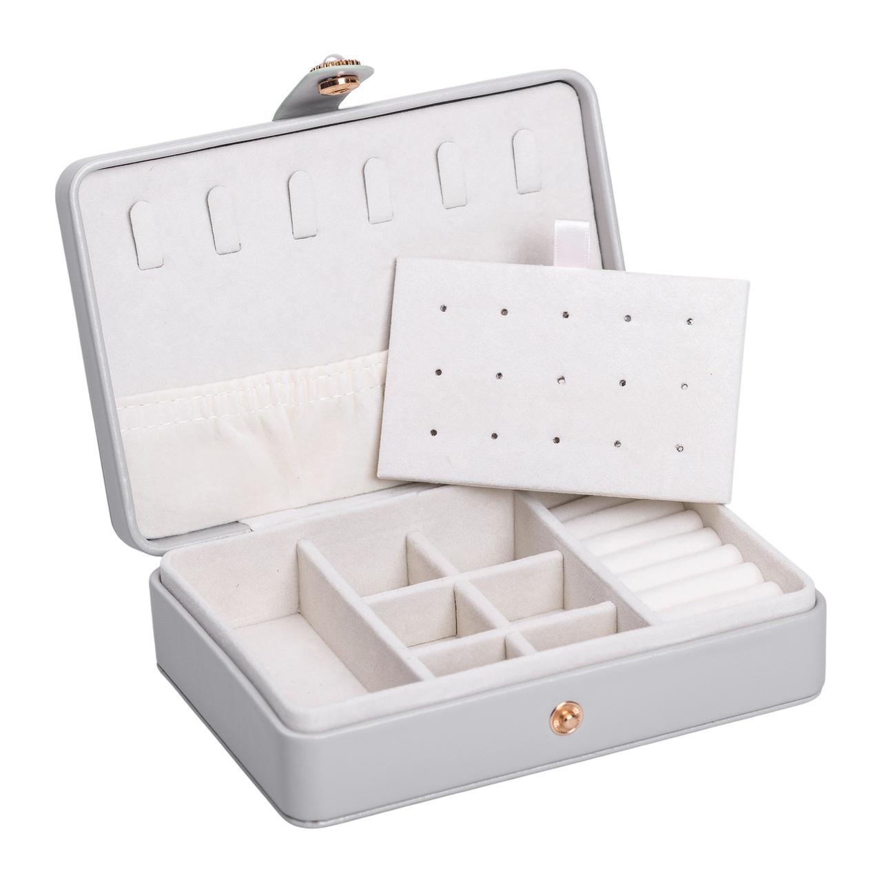 Скринька для прикрас з еко шкіри 16×11×4.7 см органайзер для ювелірних виробів HP-5-30G - Зображення 3