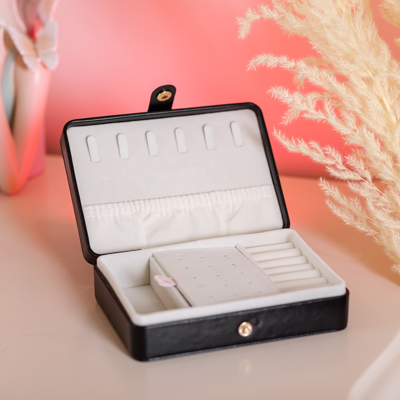 Скринька для прикрас з еко шкіри 16×11×4.7 см органайзер для ювелірних виробів HP-5-30B - Зображення 6