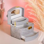 Скринька для прикрас з еко шкіри 3 яруси із замком органайзер для ювелірних виробів HP-5-23G - Зображення 7