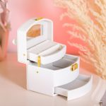 Скринька для прикрас з еко шкіри 3 яруси із замком органайзер для ювелірних виробів HP-5-23W - Зображення 8