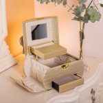 Скринька для прикрас з еко шкіри 3 яруси із замком органайзер для ювелірних виробів HP-5-21GOLD - Зображення 10