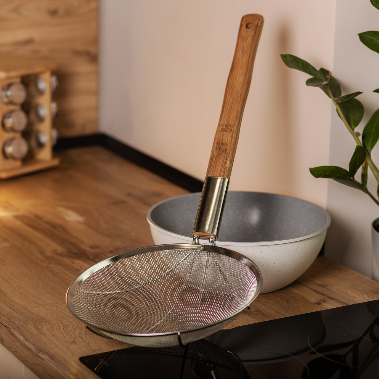 Шумівка "павук" з дерев'яною ручкою Ø 28 см для фритюру та вока HP-19-19-28CM - Зображення 7