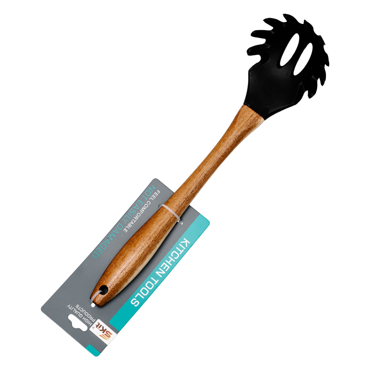 Силіконова ложка для спагетті з дерев'яною ручкою 30 (см) ложка для макаронів, пасти лопатка для спагетті HP-8-57 - Зображення 4