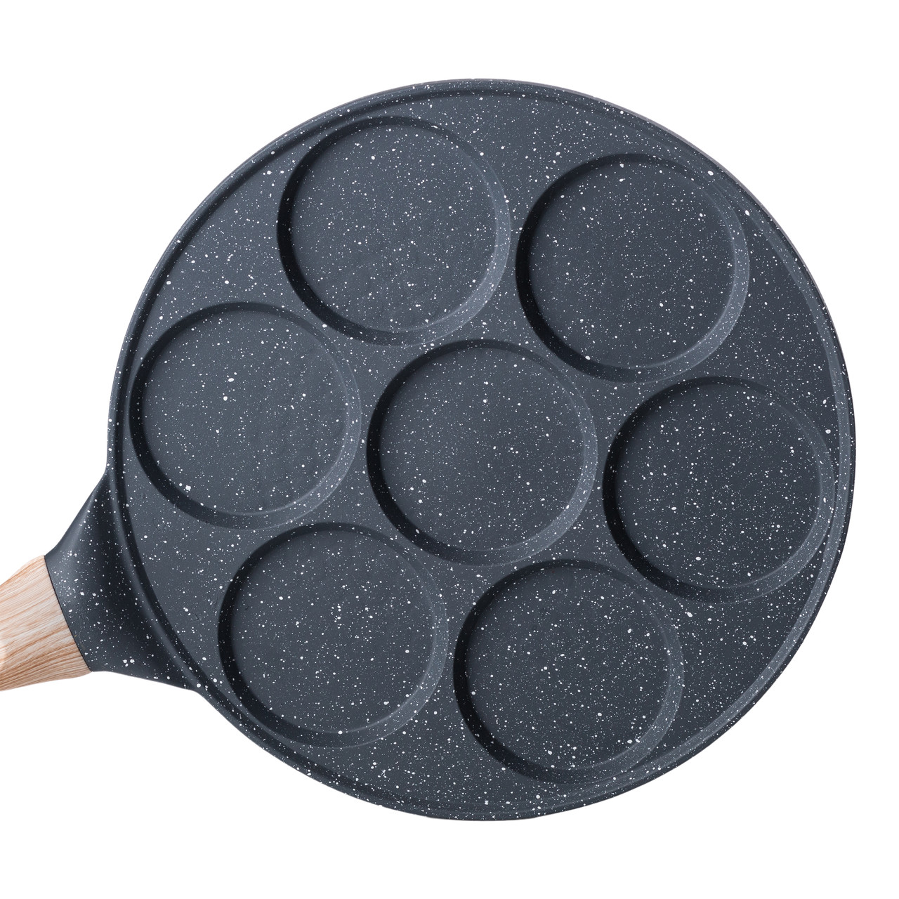 Сковорода з антипригарним покриттям 26 см для млинців, яєць та оладок, 7-секційна кругла сіра HP-39-582-C - Зображення 4