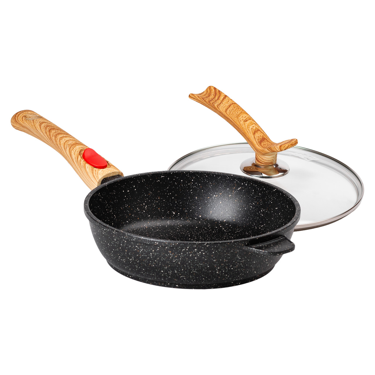 Алюмінієва глибока сковорода (2,4 л) зі скляною кришкою Ø 24 см Black MGC HP-4-463B - Зображення 5