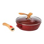 Алюмінієва глибока сковорода (2,4 л) зі скляною кришкою Ø 24 см Червоний MGC HP-4-463R - Зображення 4