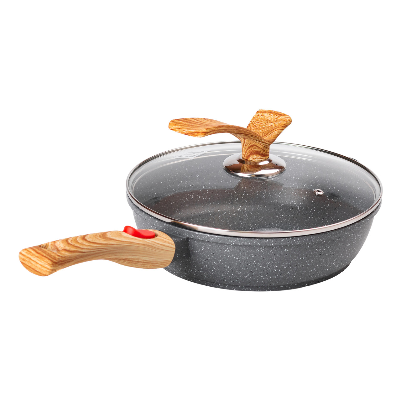 Алюмінієва глибока сковорода (2,4 л) зі скляною кришкою Ø 24 см сіра MGC HP-4-463G - Зображення 5