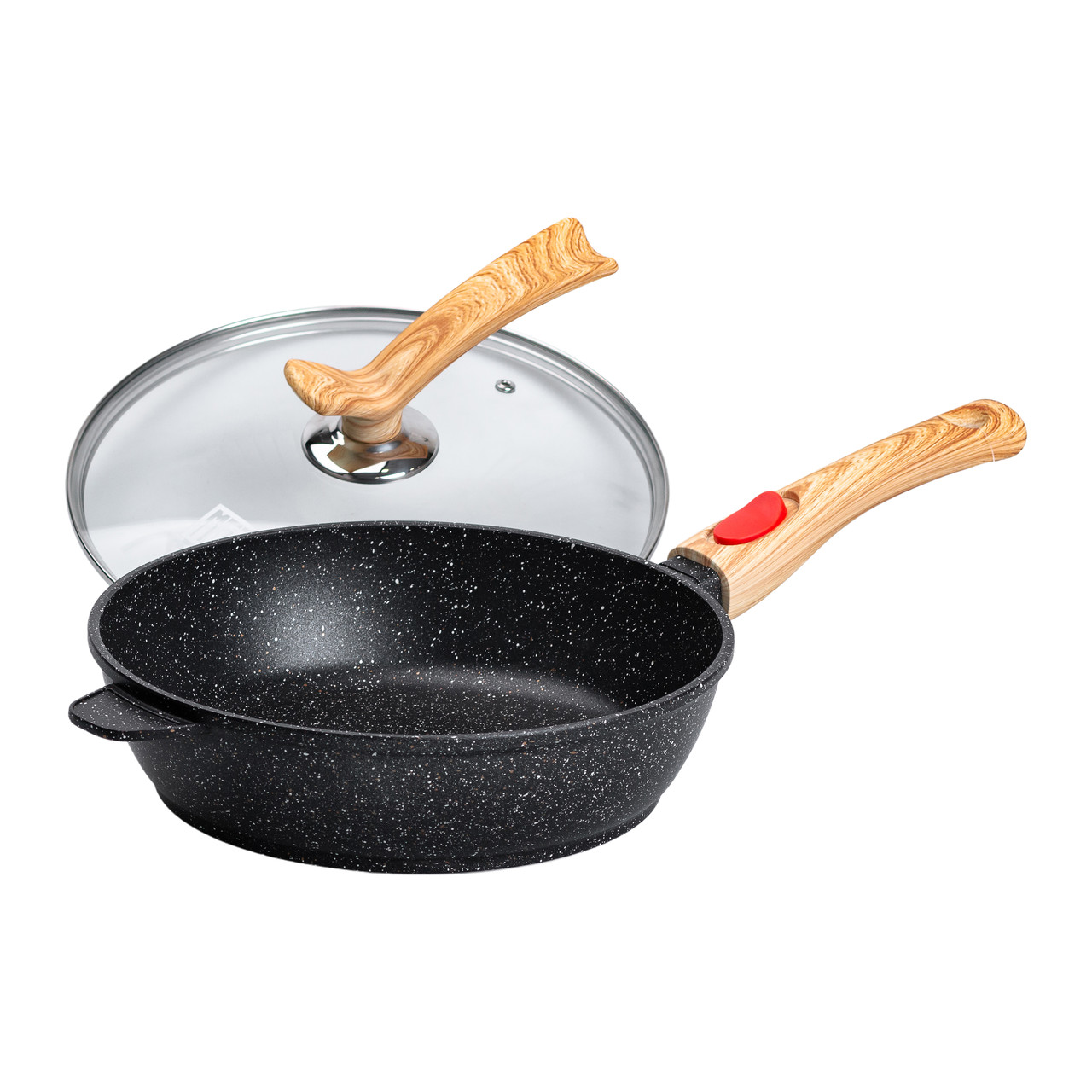 Алюмінієва глибока сковорода (2,8 л) зі скляною кришкою Ø 26 см Чорний MGC HP-4-464B - Зображення 3